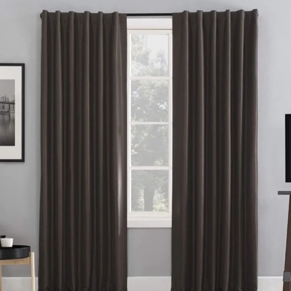 Sun Zero Faux Dupioni Silk Thermal Blackout Back Tab Curtain  50